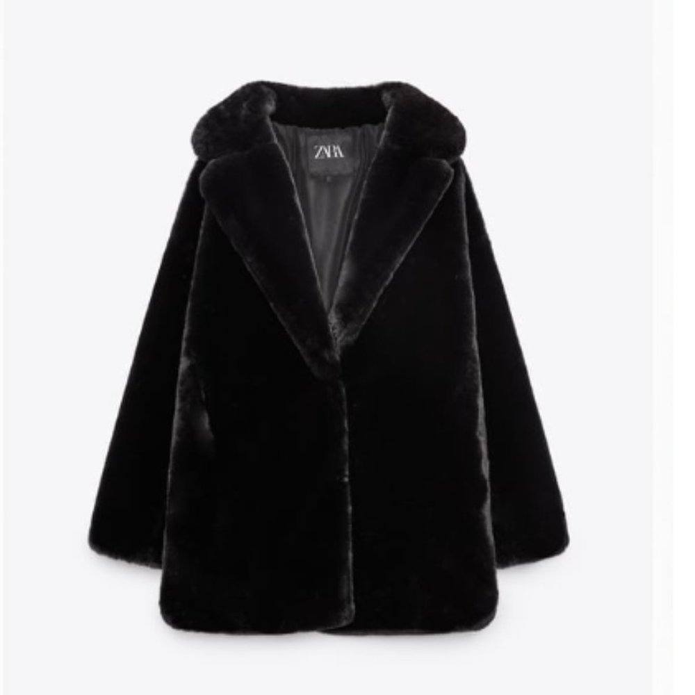 Black Faux Fur Coat